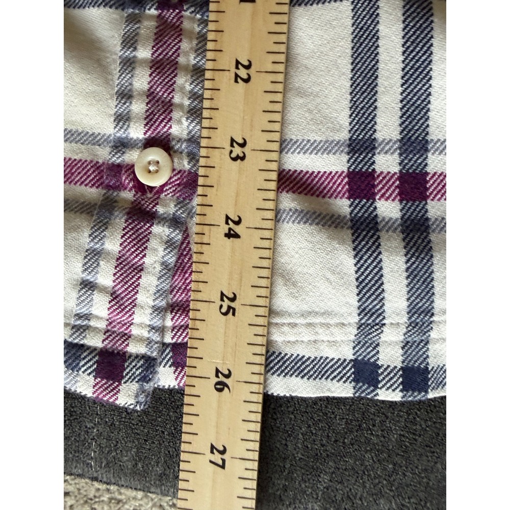 Patagonia Womens Organic Cotton Plaid Button Down Cream Navy Burgundy Size 8 - Picture 7 of 8